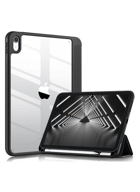 Case Compatible with iPad 10th Generation 2022 (10.9 Inch, A2696 A2757 A2777) – Slim Lightweight Protective Cover with Built-in Pencil Holder, Clear Hard Back Shell, Auto Wake/Sleep Function, Shockproof Design, Full Access to Buttons & Ports – Black