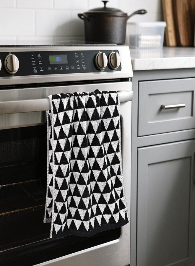 Jacquotha Black Hand Towels for Bathroom & Kitchen (Geometric Triangle), 2 Pack Cotton Quick Dry Towels for Hand Face Hair 13x29 Inches, Modern & Farmhouse - Image 2