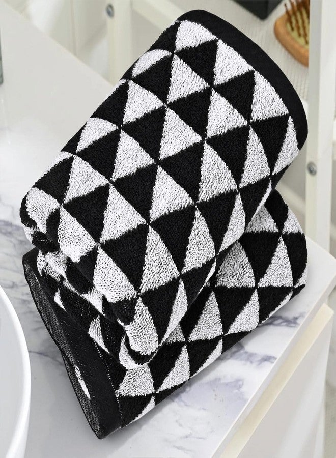 Jacquotha Black Hand Towels for Bathroom & Kitchen (Geometric Triangle), 2 Pack Cotton Quick Dry Towels for Hand Face Hair 13x29 Inches, Modern & Farmhouse - Image 5