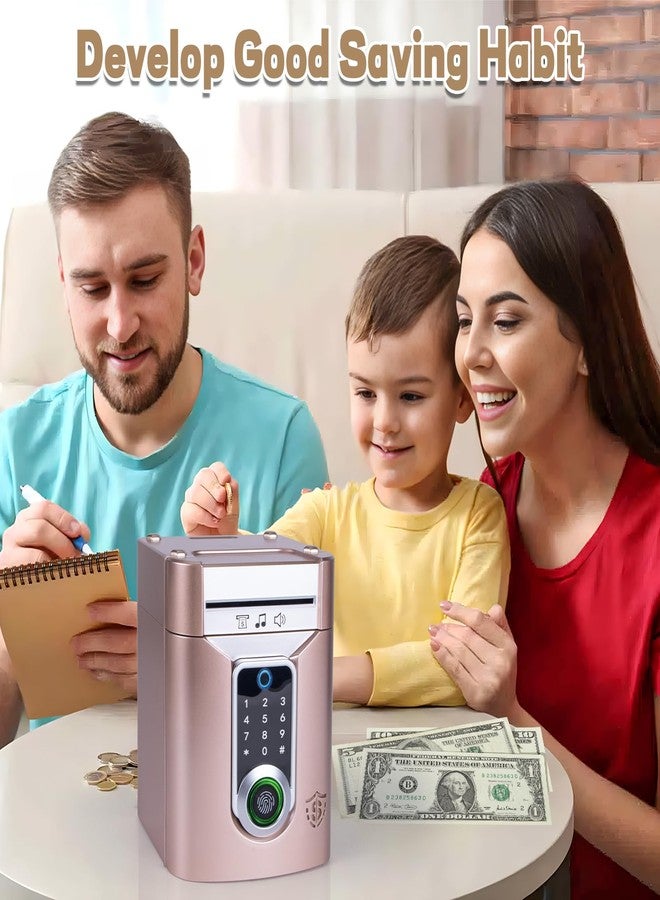 Refasy Touchscreen Piggy Bank ATM Bank Toy for Kids Age 3-12, Electronic Money Bank Coin Bank with Music Kids Safe Birthday Xmas Gifts Toys for 3 4 5 6 7 8 9 10 11 12 Year Old Boys Girls (Rose Gold) - Image 2