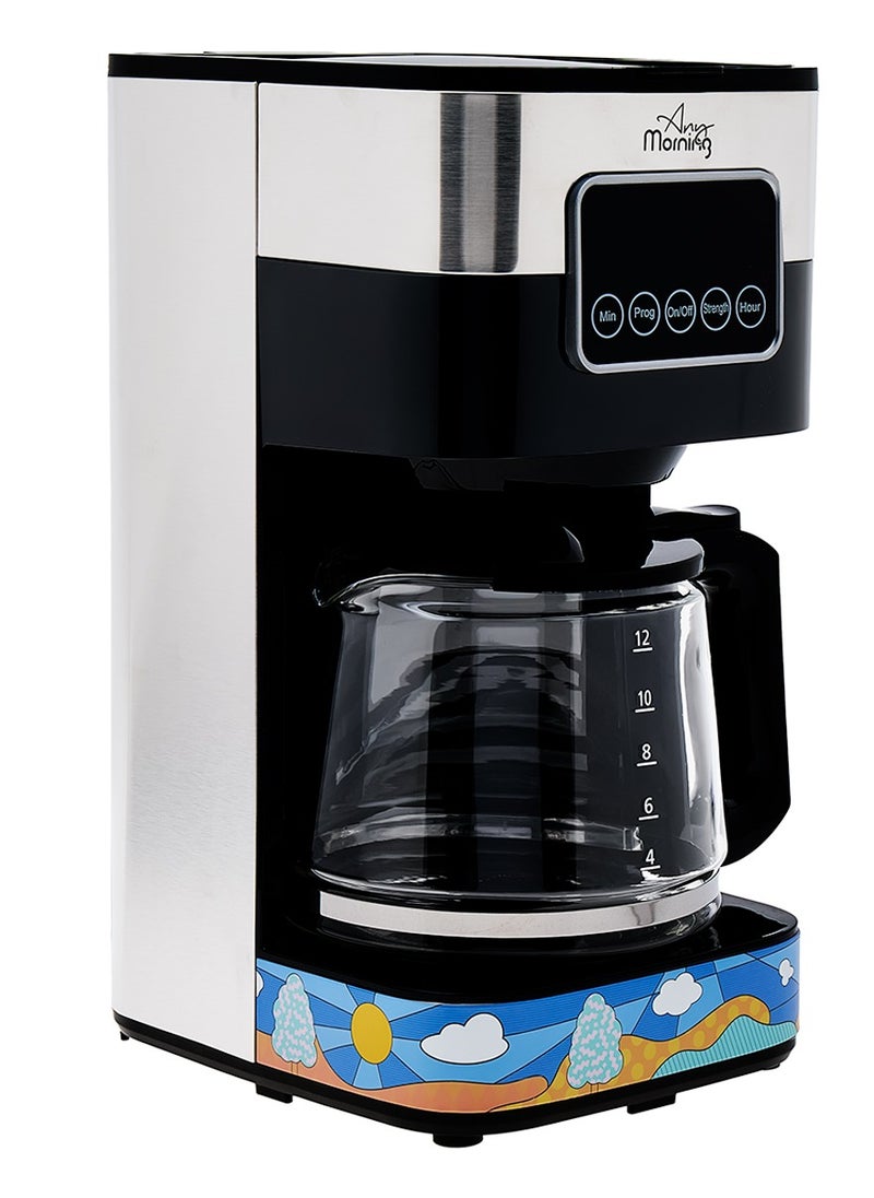 Any Morning Coffee Maker, 10 Cups Touch-Screen Programmable Coffee Machine, Automatic Start and Shut Off, Anti Drip Function, Brew Strength Control, Warming Plate, Easy To Clean, 1.5 L / 50 oz, 900 W