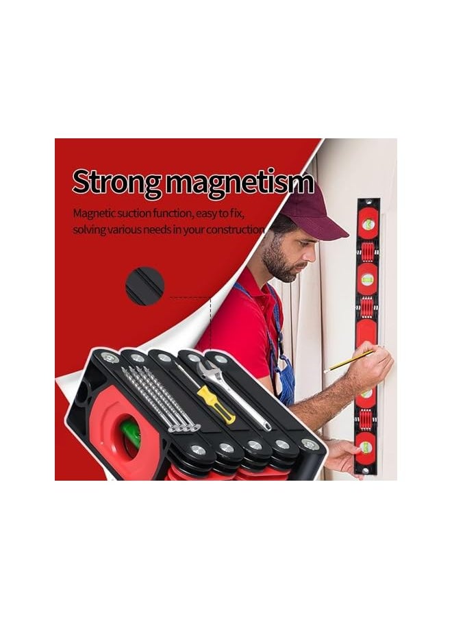 PROMASS 24-Inch Foldable Level Tool, Magnetic Folding Level with Multi-Angle Measurement, Torpedo Level with 3 Bubbles (45°/90°/180°), Ideal for Hanging Pictures, Walls & Pipelines (24 In)  - Image 5