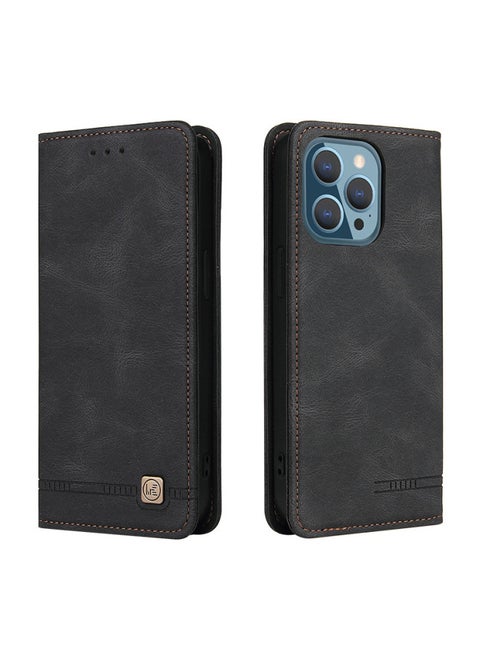 For Iphone16 Phone Leather Case For Iphone15 Phone Case For SamsungS25 Skin Feeling Flip Cover Protective Case A16-Color:Black-Applicable Models:More Model Details Page Table Grids