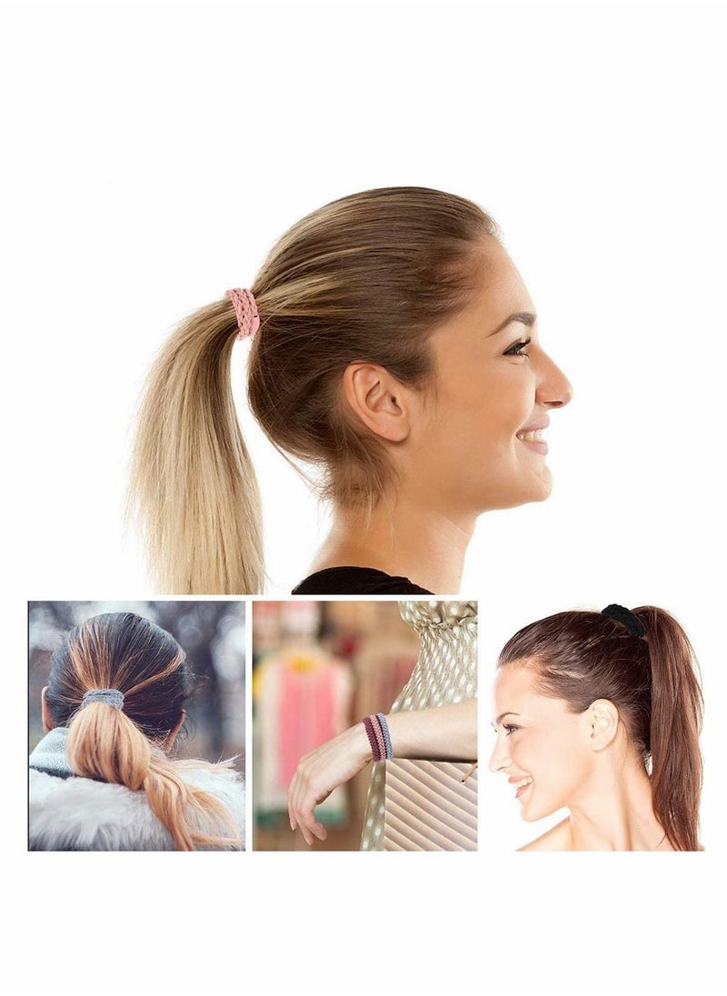 Y&D Hair Ties, Bands Ponytail Holders, for Thick Hair, Elastic No Crease Damage Bands, Rubberbands Heavy and Curly Pink - 9 PCS  - Image 2