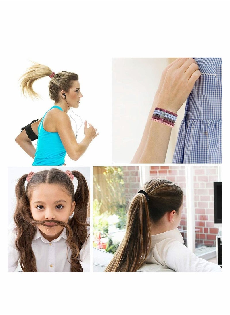 Y&D Hair Ties, Bands Ponytail Holders, for Thick Hair, Elastic No Crease Damage Bands, Rubberbands Heavy and Curly Pink - 9 PCS  - Image 3