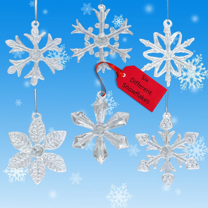 BANBERRY DESIGNS Snowflake Christmas Ornaments - Set of 6 - Iridescent Glass - Each One is a Different Snowflake Pattern - Boxed - 2.5"" D - Christmas Tree Decoration - Image 4