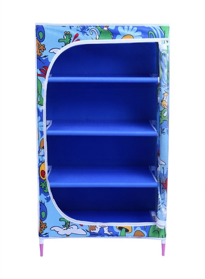 Homeeva | 4 Shelves Baby Foldable Wardrobe | Jungle Blue (Made in India) - Image 4
