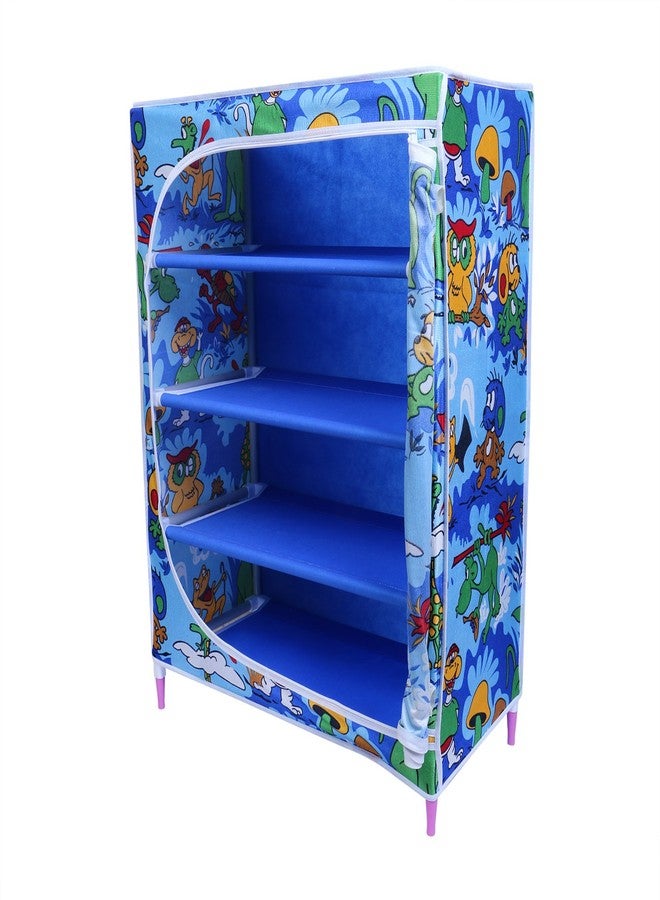 Homeeva | 4 Shelves Baby Foldable Wardrobe | Jungle Blue (Made in India) - Image 1