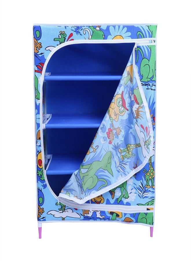 Homeeva | 4 Shelves Baby Foldable Wardrobe | Jungle Blue (Made in India) - Image 3