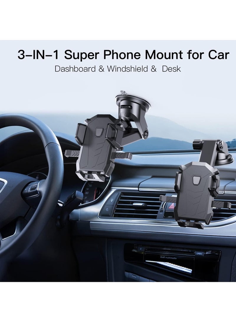 Raxoom Dashboard Wind shield Car Phone Mount, Super Suction Cup Phone Mount Universal Car Phone Holder Hands Free - Image 2