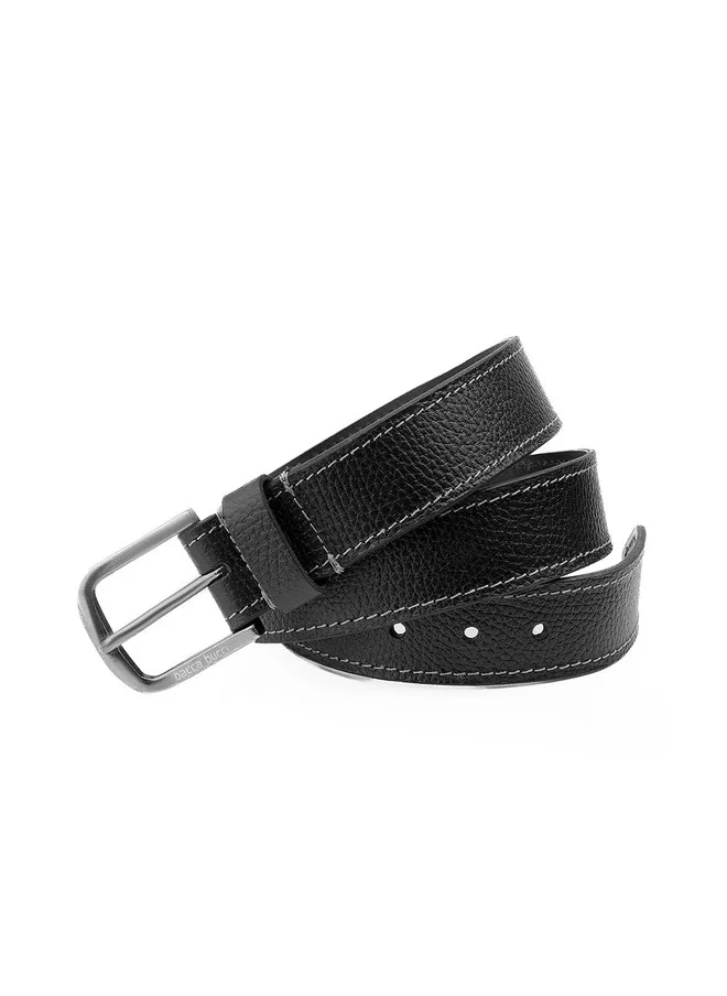 Bacca Bucci Black Men's Black Textured Leather Belt with Tang Closure for Men | Best Price UAE
