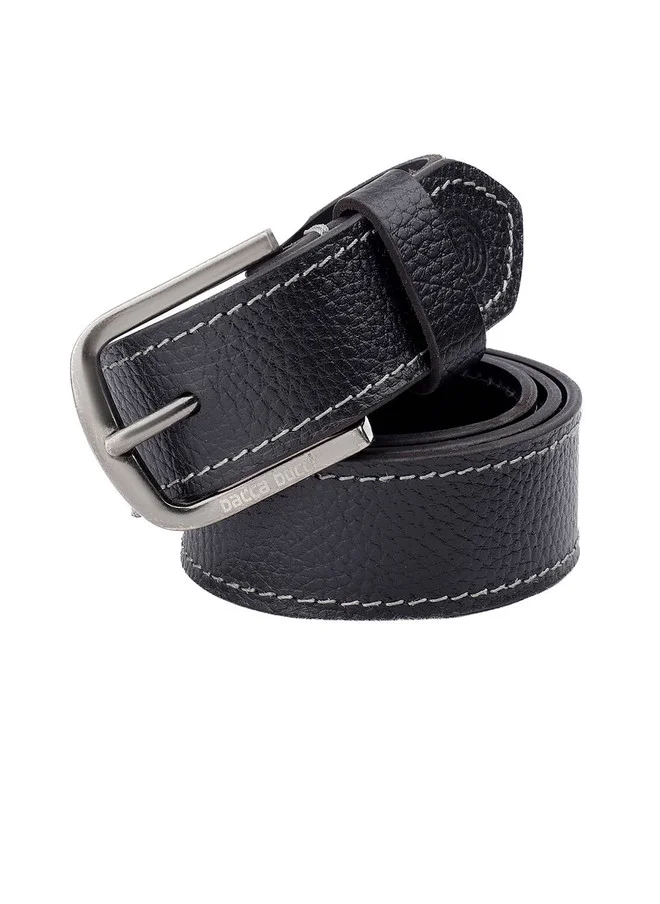Bacca Bucci Black Men's Black Textured Leather Belt with Tang Closure for Men | Best Price UAE