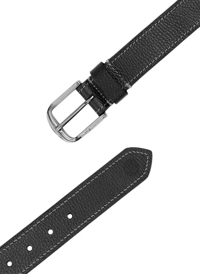 Bacca Bucci Black Men's Black Textured Leather Belt with Tang Closure for Men | Best Price UAE