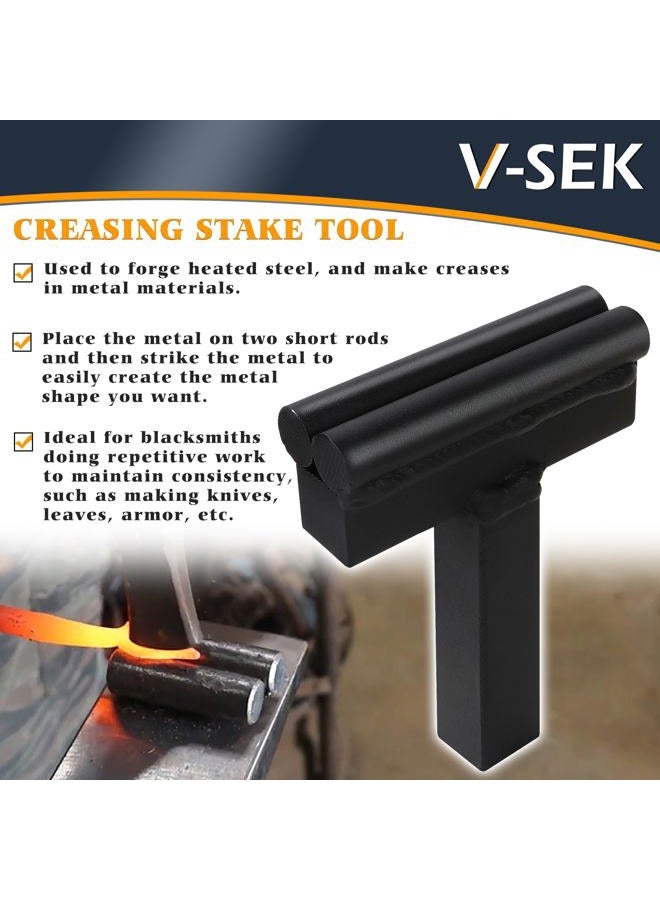 V-SEK 1 inch Blacksmith Anvil Hardy Hole Tools Set Blacksmithing Forging Tool with Spring Fuller, Hot Cut, Creasing Stake (3PCS) - Image 4