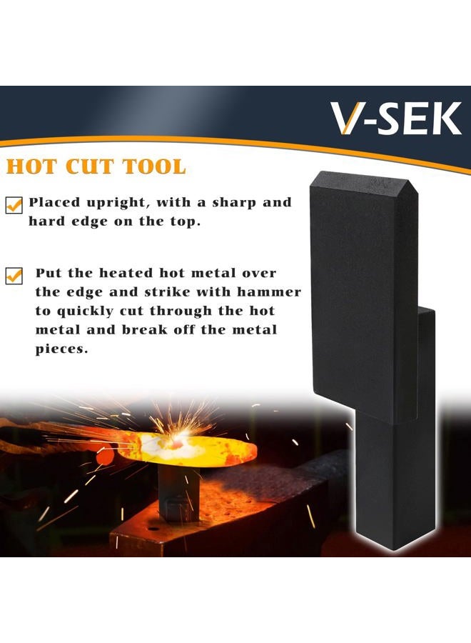 V-SEK 1 inch Blacksmith Anvil Hardy Hole Tools Set Blacksmithing Forging Tool with Spring Fuller, Hot Cut, Creasing Stake (3PCS) - Image 2