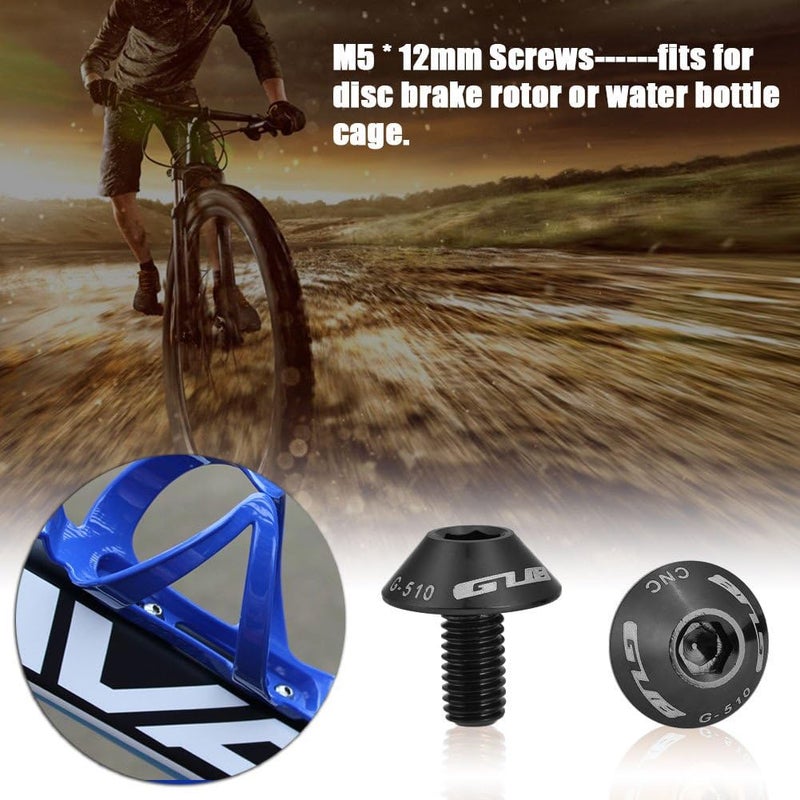 woobles Bike Brake Rotor Bolts, GUB G-510 2Pcs M5 * 12mm Bike Bicycle Water Bottle Cage Holder Bracket Screw Bolts(Black) - Image 3