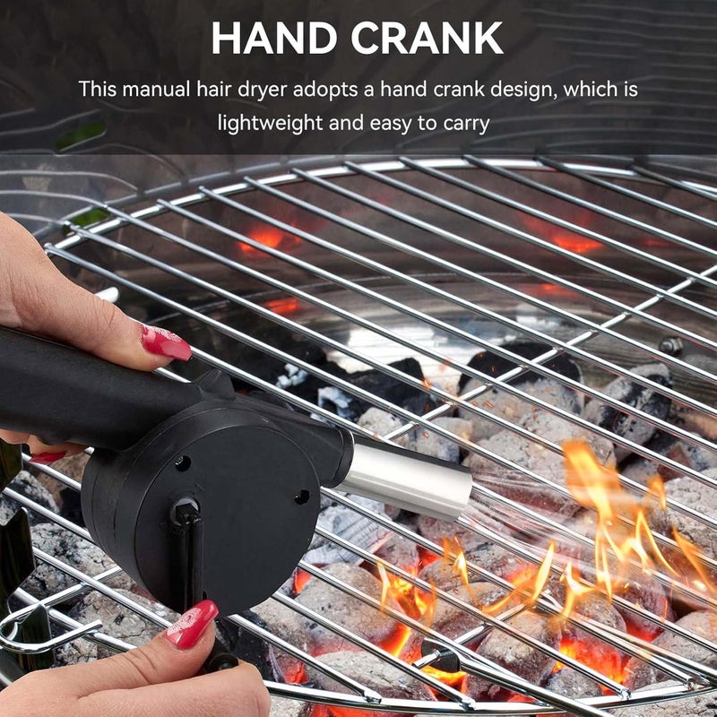 UrbanBite Metal Handle Manual Hand Crank BBQ Fan Air Blower Barbecue Fire Bellows for Outdoor Camping Picnic Charcoal Grill Campfire Fireplace Use - Image 3