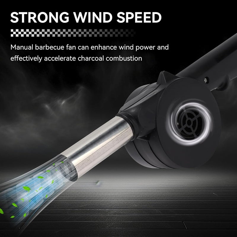 UrbanBite Metal Handle Manual Hand Crank BBQ Fan Air Blower Barbecue Fire Bellows for Outdoor Camping Picnic Charcoal Grill Campfire Fireplace Use - Image 4