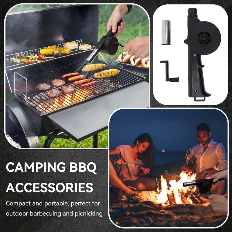 UrbanBite Metal Handle Manual Hand Crank BBQ Fan Air Blower Barbecue Fire Bellows for Outdoor Camping Picnic Charcoal Grill Campfire Fireplace Use - Image 5