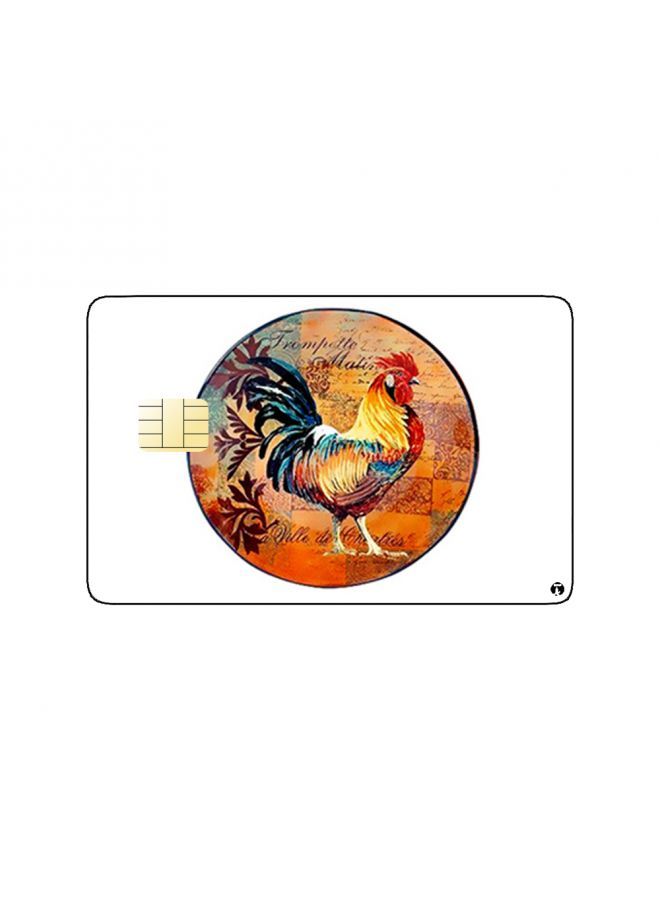 RKN PRINTED BANK CARD STICKER Colorful Rooster Drawing - Image 1