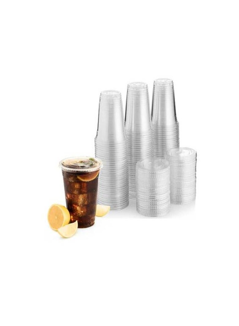 SNH Packing Juice Cup 20 Oz With Lid Clear Strong Disposable - Ideal for iced coffee, smoothies, Bubble Boba tea, milkshakes, frozen cocktails, water, sodas, juices, snacks, dessert and more 25 Pieces - Image 1