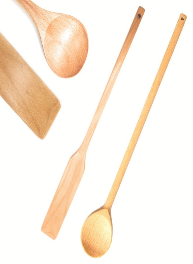 Ven-Trap Extra 24 Inch Large Beech Wood Stirring Paddle and 24 Inch Oval Spoon - Stirring Utensils for Cooking, Mixing, Home Brewing Stock Pots Cajun Crawfish, Seafood and Crab Pot Boil Accessories - Image 1