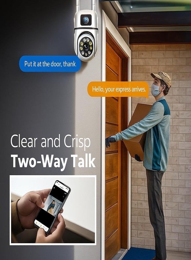 Fire turtle Smarthome Dual Lens Mini Fox | 5+5MP WiFi CCTV Camera with PTZ & Fixed View | AI Motion Detection, Color Night Vision, Two-Way Audio, 360° Coverage, App Remote Access (Dual Wall) - Image 2