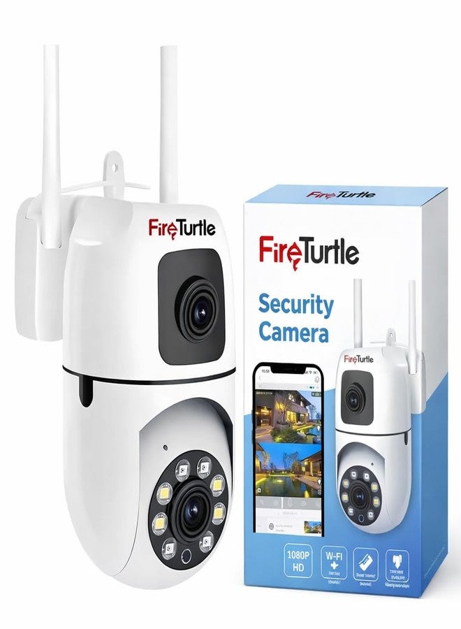 Fire turtle Smarthome Dual Lens Mini Fox | 5+5MP WiFi CCTV Camera with PTZ & Fixed View | AI Motion Detection, Color Night Vision, Two-Way Audio, 360° Coverage, App Remote Access (Dual Wall) - Image 1