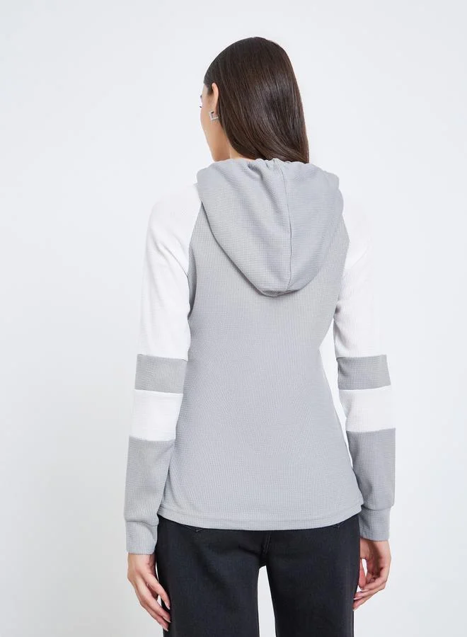Take Two Grey Grey Raglan Sleeve Hoodie for Women | Best Price UAE