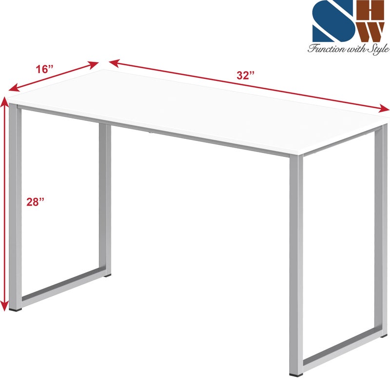 SHW Mission 32-Inch Home Office Computer Desk, White - Image 3