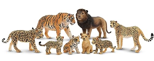 Toymany 8PCS 2-5" Plastic Jungle Animals Figures Playset Includes Baby Animals, Realistic Lion, Tiger, Cheetah, Leopard Figurines with Cubs, Cake Toppers Christmas Birthday Toy Gift for Kids Toddlers - Image 2