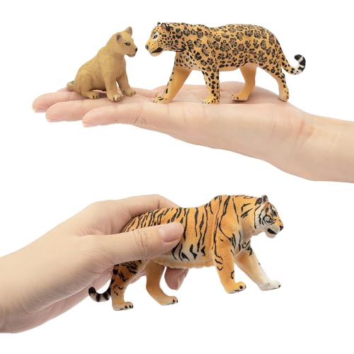 Toymany 8PCS 2-5" Plastic Jungle Animals Figures Playset Includes Baby Animals, Realistic Lion, Tiger, Cheetah, Leopard Figurines with Cubs, Cake Toppers Christmas Birthday Toy Gift for Kids Toddlers - Image 4