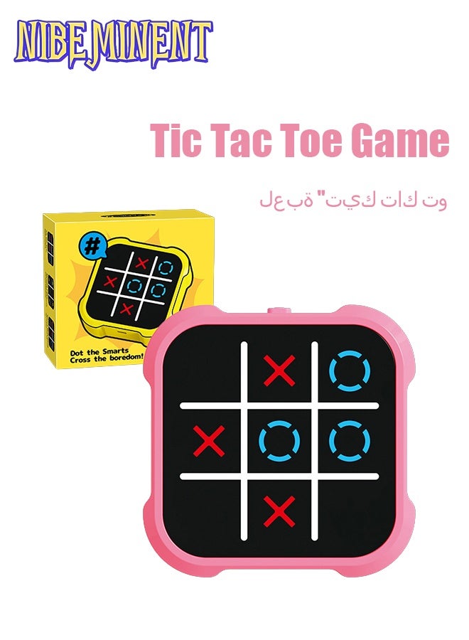 NIBEMINENT Tic Tac Toe Game, 4 in 1 Handheld Educational Game Machine, Electronic Tic Tac Toe Game for Education and Memory Growth, Home, Toy Board Game for Kids and Adults (Pink)  - Image 1