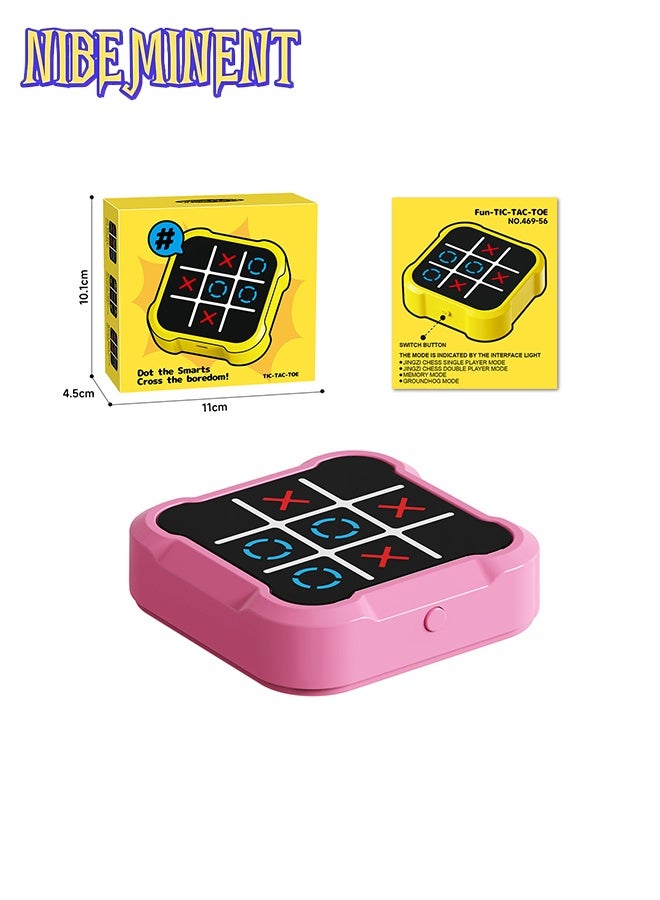 NIBEMINENT Tic Tac Toe Game, 4 in 1 Handheld Educational Game Machine, Electronic Tic Tac Toe Game for Education and Memory Growth, Home, Toy Board Game for Kids and Adults (Pink)  - Image 2