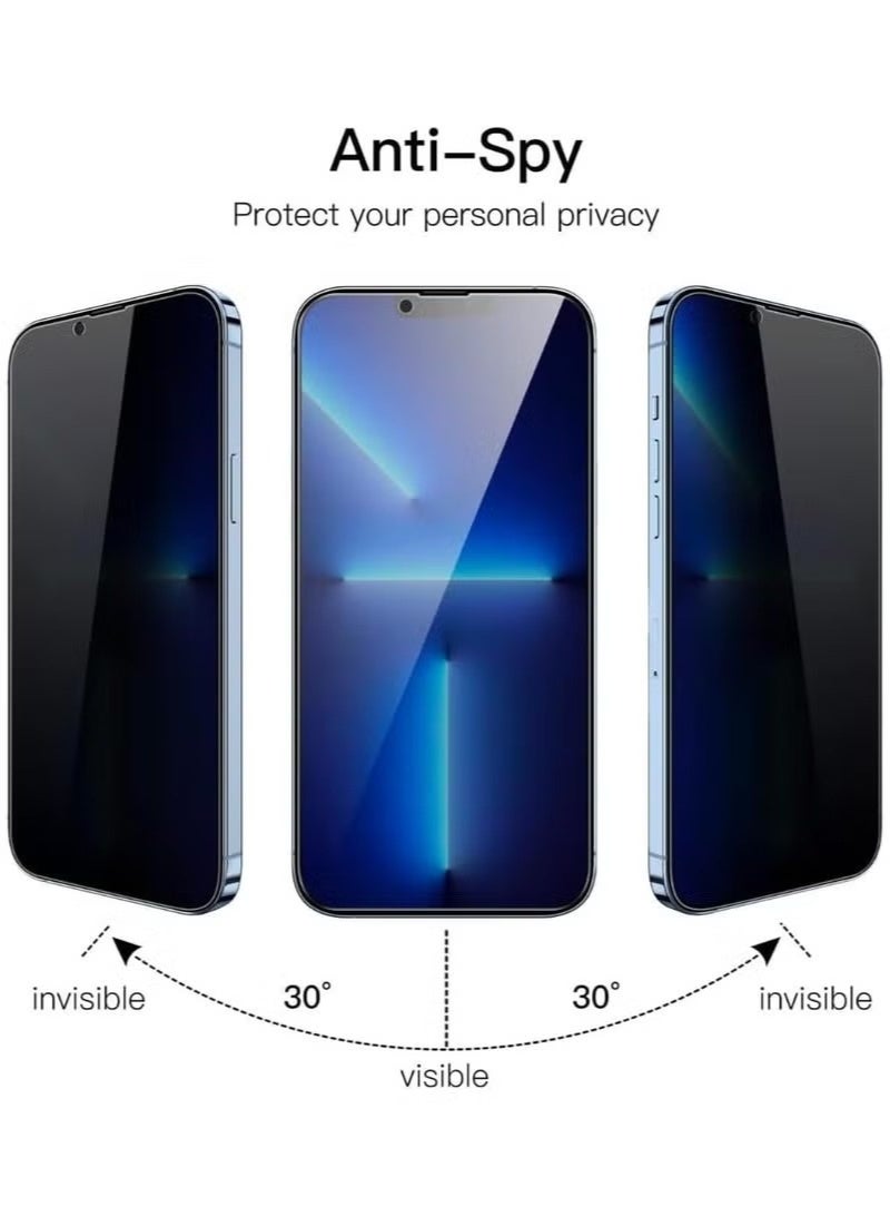 واقي شاشة للخصوصية لهاتف iPhone 13 Pro Max، واقي شاشة من الزجاج المقسى (Tempered Glass) عالي الجودة، مقاوم للخدش، لا يُكوّن فقاعات هواء، متوافق مع ميزة Face ID، صلابة 9H. - Image 4