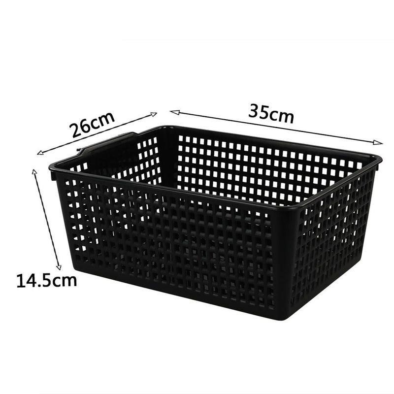 Begale Large Plastic Storage Bins Basket Organizer, Black, Set of 3 - Image 2