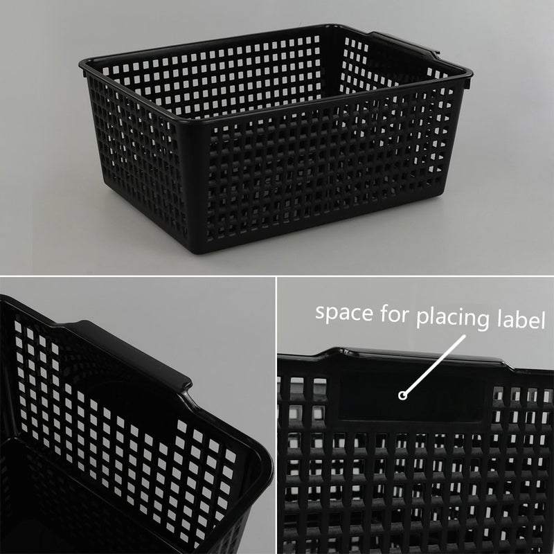 Begale Large Plastic Storage Bins Basket Organizer, Black, Set of 3 - Image 3