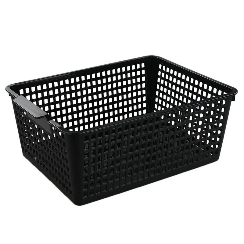 Begale Large Plastic Storage Bins Basket Organizer, Black, Set of 3 - Image 4