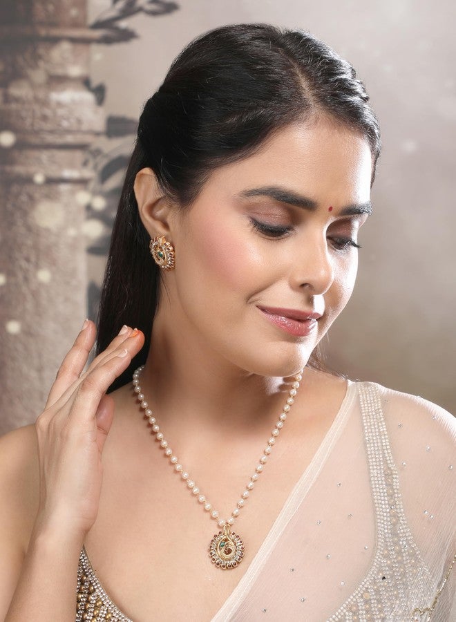 Thrillz latest gold plated traditional oxidised long necklace set jewellery for women stylish anti tarnish temple Beaded choker accessories gift for woman, girls, ladies, wife & girlfriend - Image 2