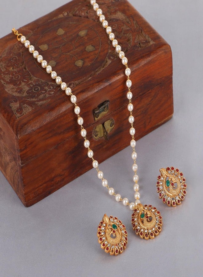 Thrillz latest gold plated traditional oxidised long necklace set jewellery for women stylish anti tarnish temple Beaded choker accessories gift for woman, girls, ladies, wife & girlfriend - Image 4