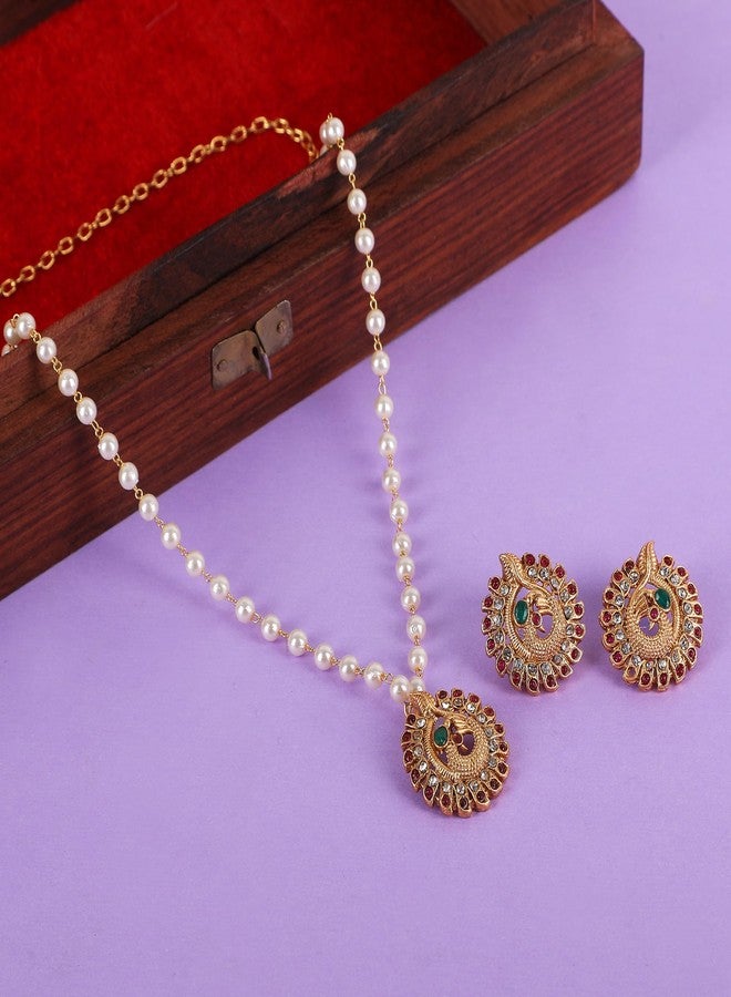 Thrillz latest gold plated traditional oxidised long necklace set jewellery for women stylish anti tarnish temple Beaded choker accessories gift for woman, girls, ladies, wife & girlfriend - Image 5
