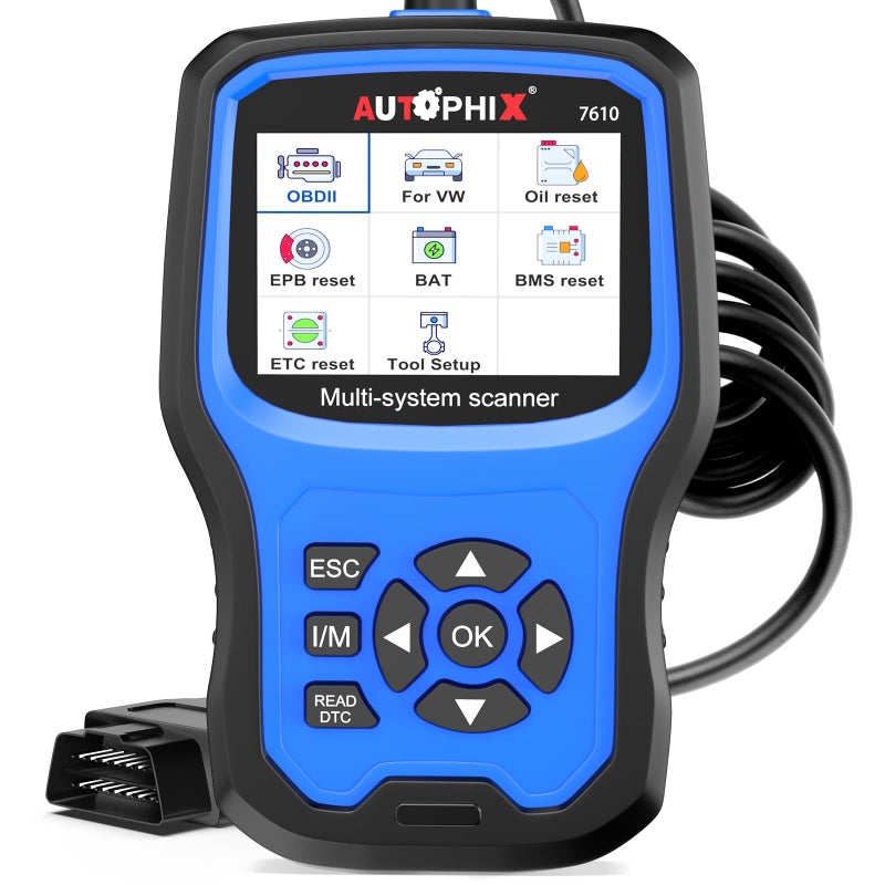 AUTOPHIX 7610P Fit for VW Audi Full System Diagnostic Tool All Reset Service Fit for Volkswagen Audi Skoda Seat Full OBD2 Code Reader with Battery Registration Oil Reset