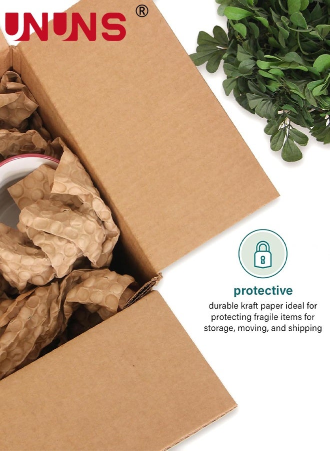 UNUNS Packing Paper,Paper Bubble Wrap Sheets,Bubble Paper Wrapping,Bubble Wrap Paper Roll,Eco-Friendly Kraft Bubble Paper,Recyclable Cushioning Wrap for Safe Delivery of Fragile Items,Packing Moving Shipping,36cmx20m - Image 3