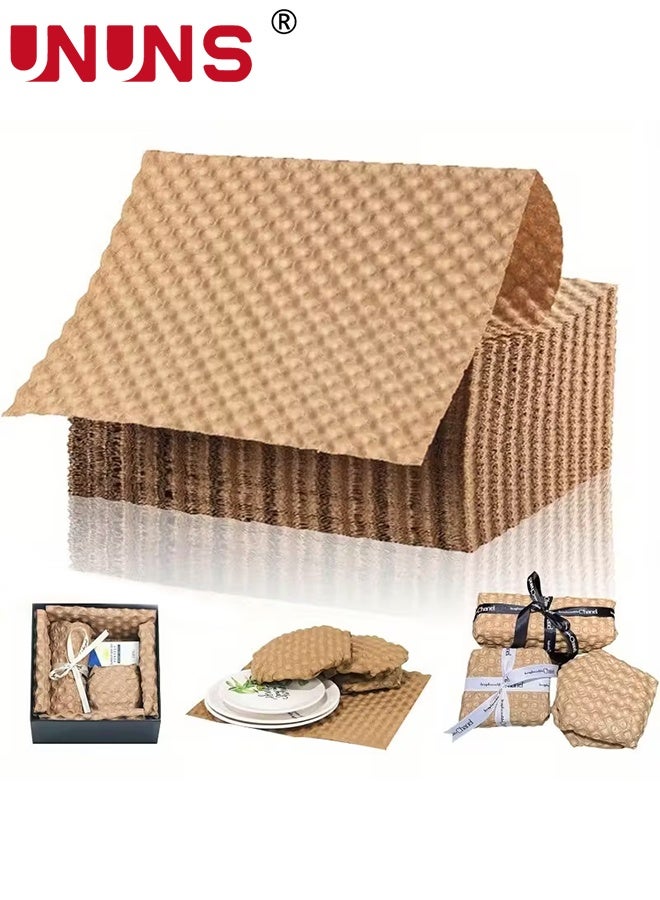 UNUNS Packing Paper,Paper Bubble Wrap Sheets,Bubble Paper Wrapping,Bubble Wrap Paper Roll,Eco-Friendly Kraft Bubble Paper,Recyclable Cushioning Wrap for Safe Delivery of Fragile Items,Packing Moving Shipping,36cmx20m - Image 1