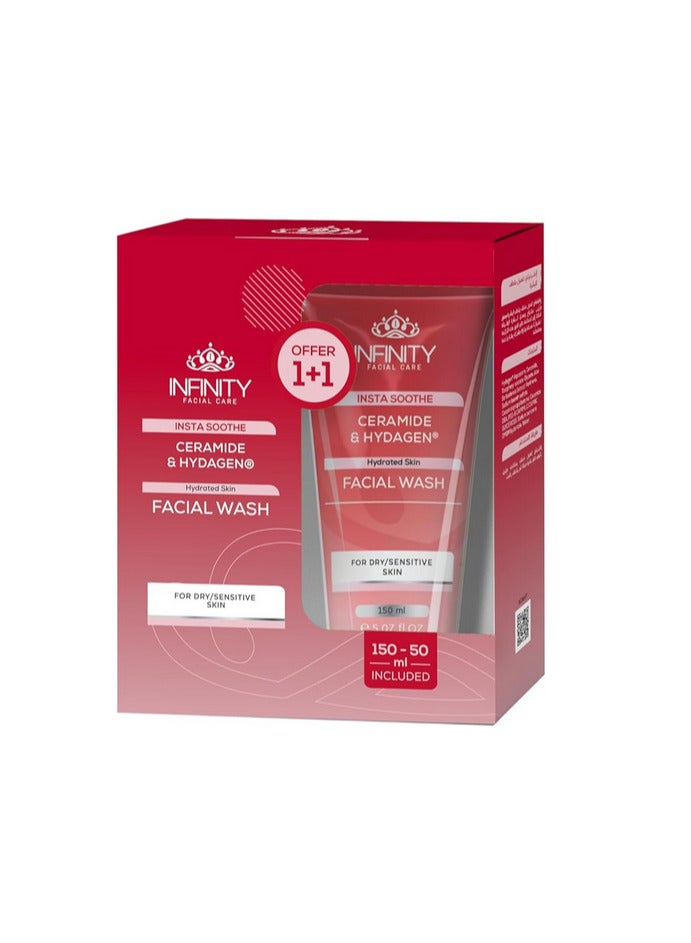 إينفينيتي غسول وجه بالسيراميد والهيداجين – للبشرة الجافة والحساسة | عرض 1+1 (150 مل + 50 مل)