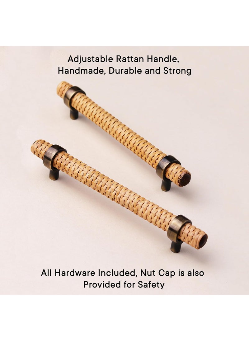 Indian-Shelf - IndianShelf 6 Piece Adjustable Drawer Pulls Decorative Rattan Boho Wood Cabinet Pulls Handles Unique Dresser Door Handles Interior Antique Cabinet Hardware 7 Style 2 - Image 1