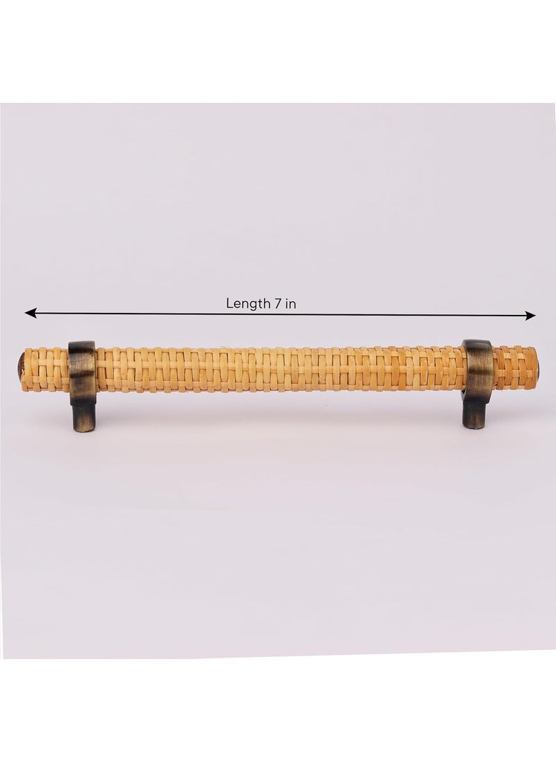 Indian-Shelf - IndianShelf 6 Piece Adjustable Drawer Pulls Decorative Rattan Boho Wood Cabinet Pulls Handles Unique Dresser Door Handles Interior Antique Cabinet Hardware 7 Style 2 - Image 1