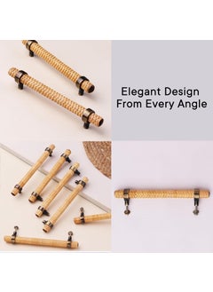 Indian-Shelf IndianShelf 6 Piece Adjustable Drawer Pulls Decorative Rattan Boho Wood Cabinet Pulls Handles Unique Dresser Door Handles Interior Antique Cabinet Hardware 7 Style 2  - Image 4