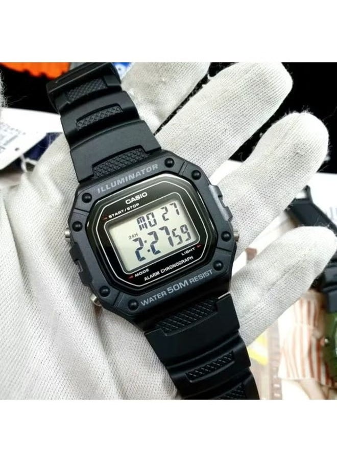 Men's Resin Digital Wrist Watch W-218H-1AVDF - 43 mm - Black