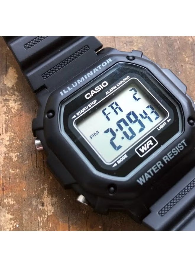Men's Resin Digital Wrist Watch W-218H-1AVDF - 43 mm - Black